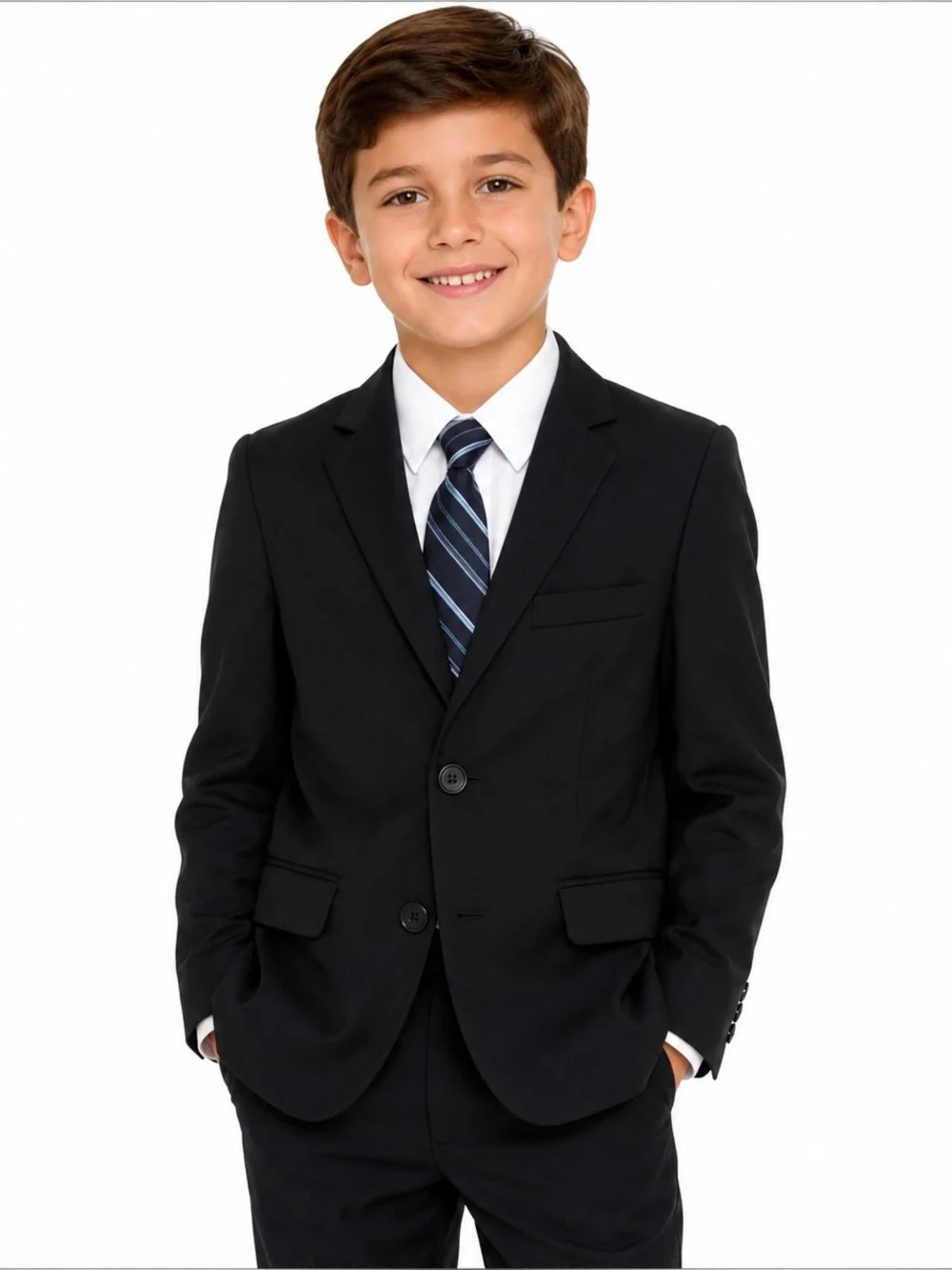 IZOD Boys Black Wool Blend Formal 2 Button Blazer Jacket Size 8 Regular